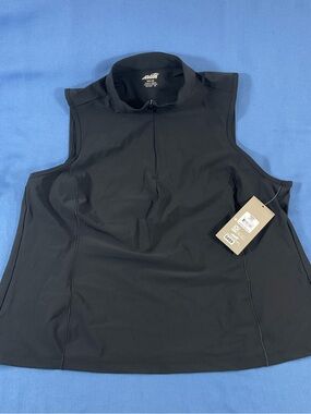 Avia Black Sleeveless Quarter-Zip Athletic black Tank.  Brand New with Tag, 3XL